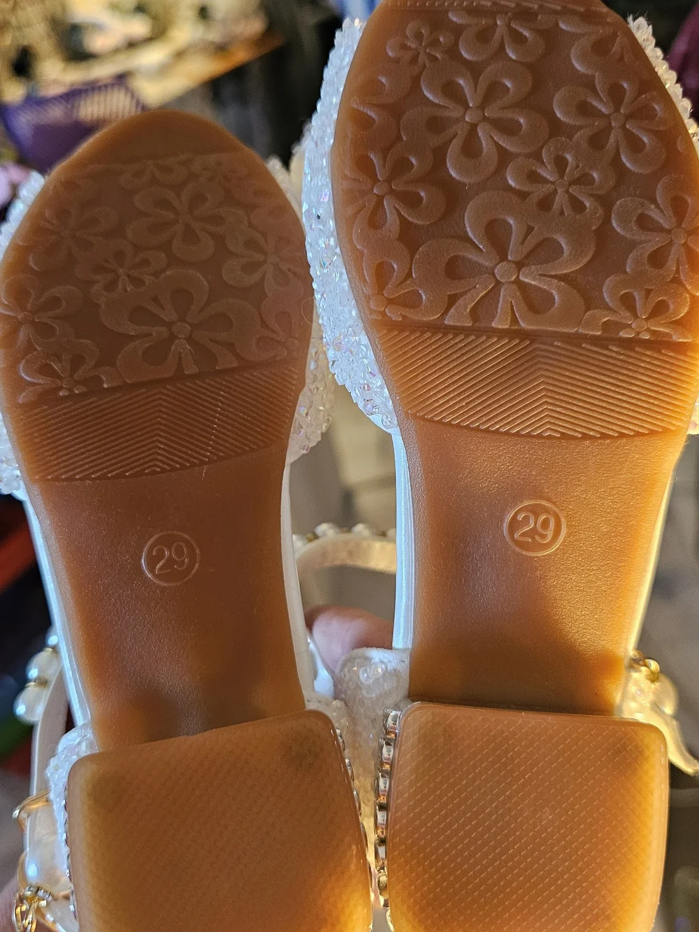 White Girls' Pearl-Accent Dress Sandals